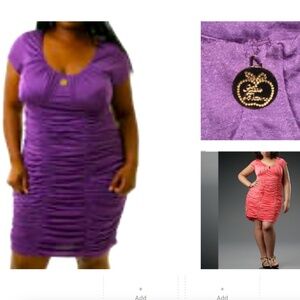 NEW  Apple Bottoms Y2K 00's purple  Satin Solid Ruched  Midi dress M